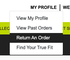 Return Order Menu