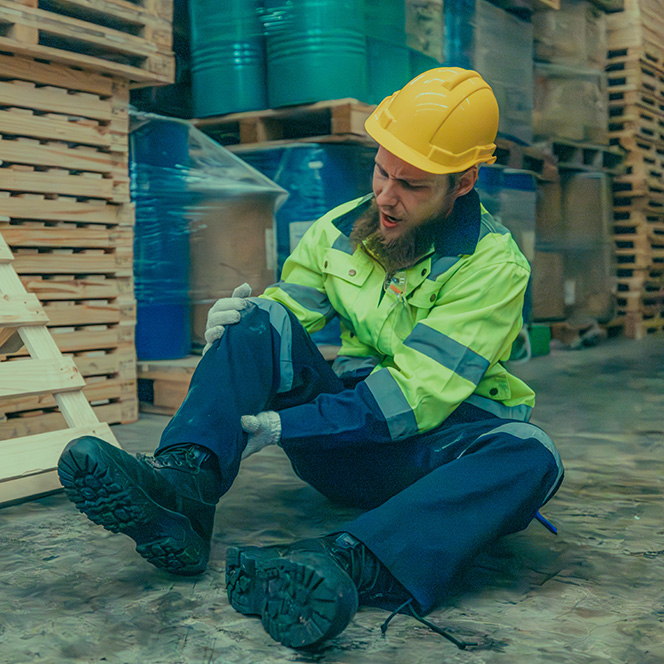 Worker injured on the floor.